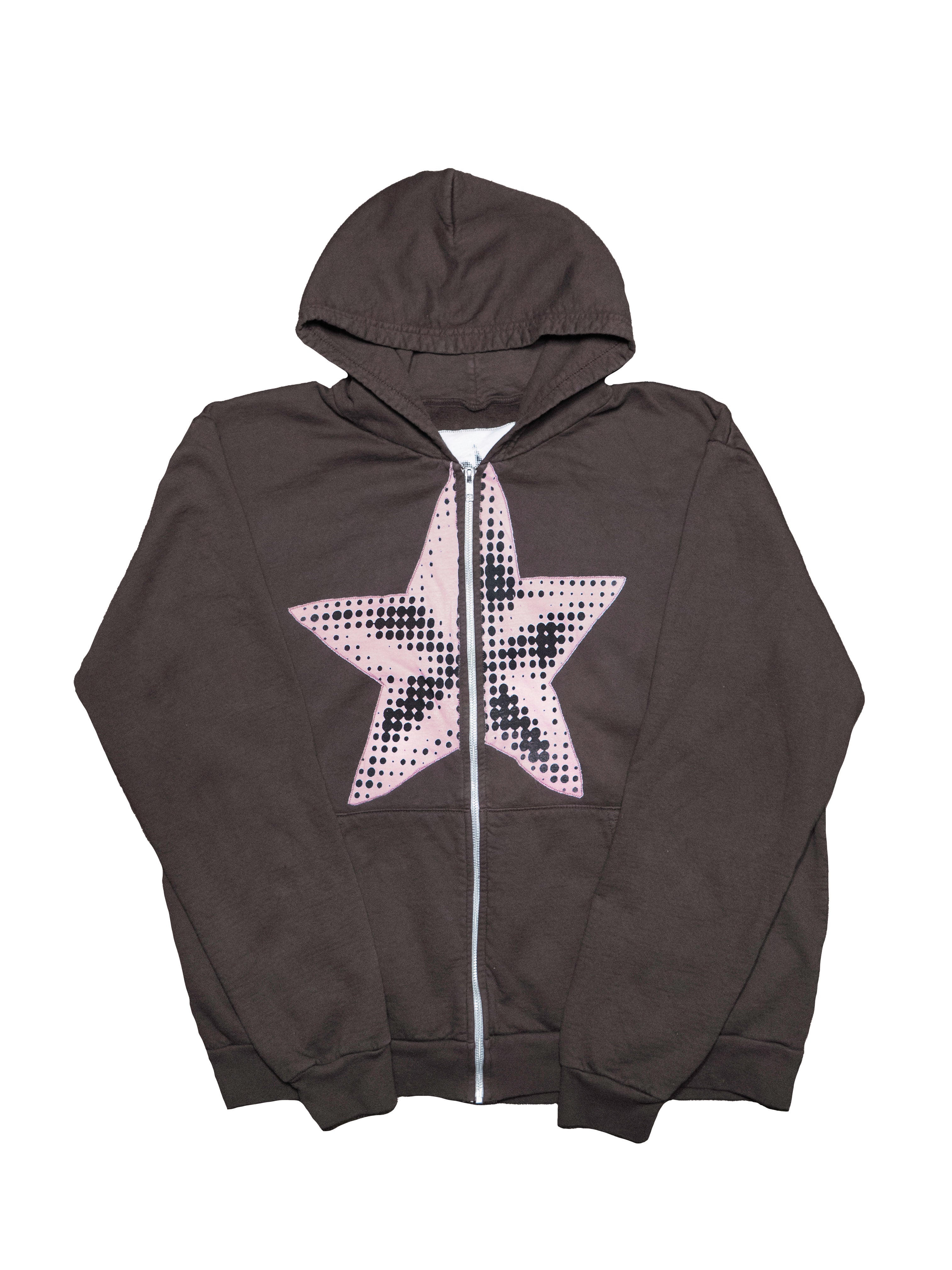 Sewn Star Hoodie (Brown+Pink)